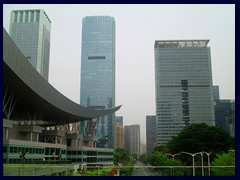 Fuzhong Road and Shenzhen Trade Center seen from Citizens Center.